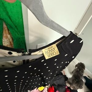 Torn by Ronny Kobo Black and White Polka Dot Dress